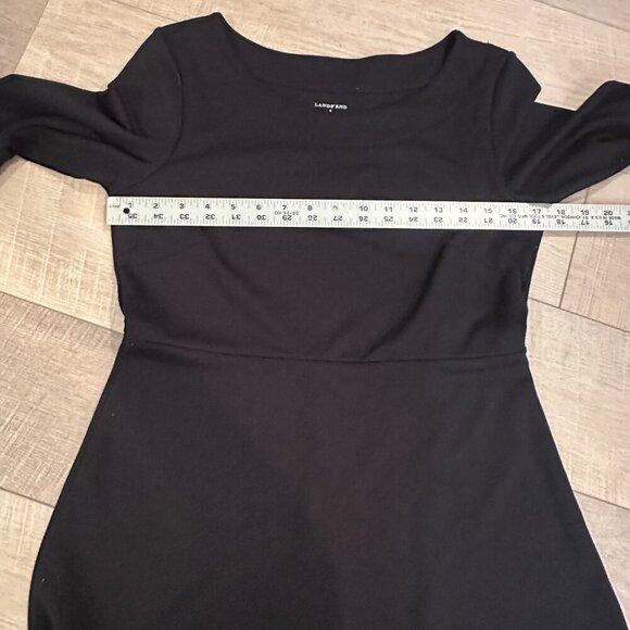 Lands End Black A-Line Dress S 3/4 Sleeve Polyester/Viscose/Elastane - Picture 4 of 8